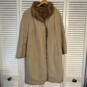 Vintage Wool Coat with Real Fur Lining & Collar | Mid-Century